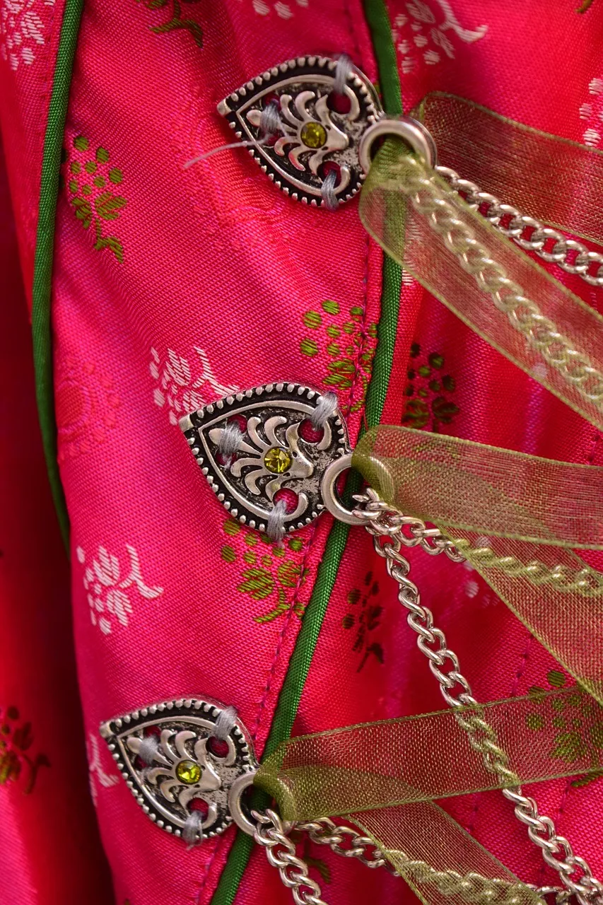 Detail of a traditional German dirndl dress