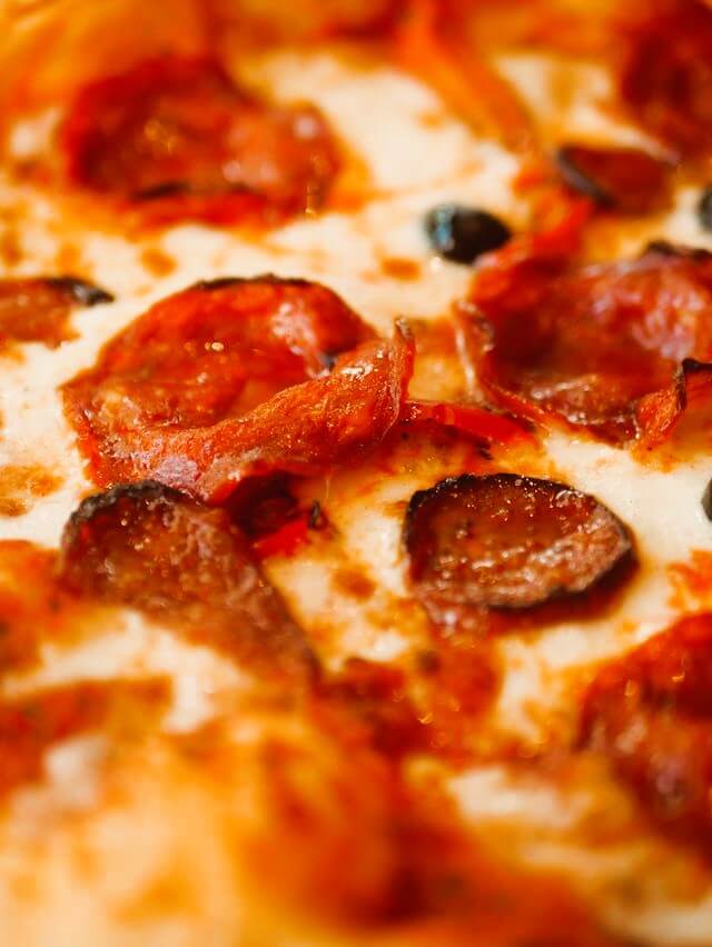 A pizza just baked