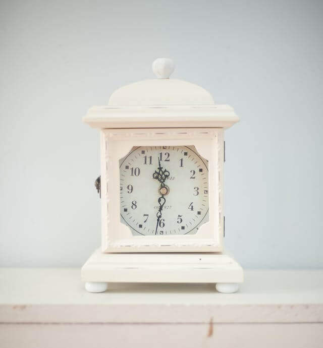 A clock on a table