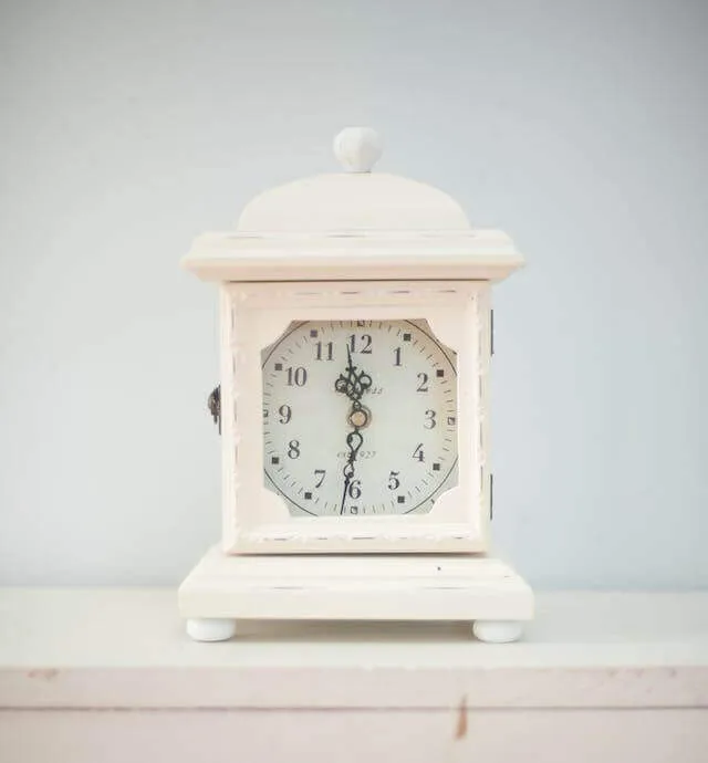 A clock on a table