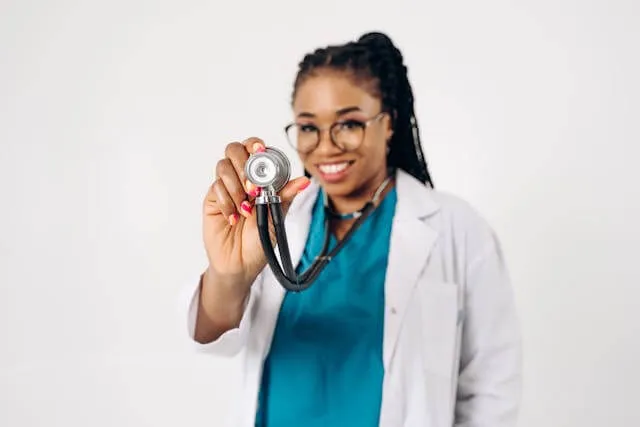 A doctor taking care of a baby